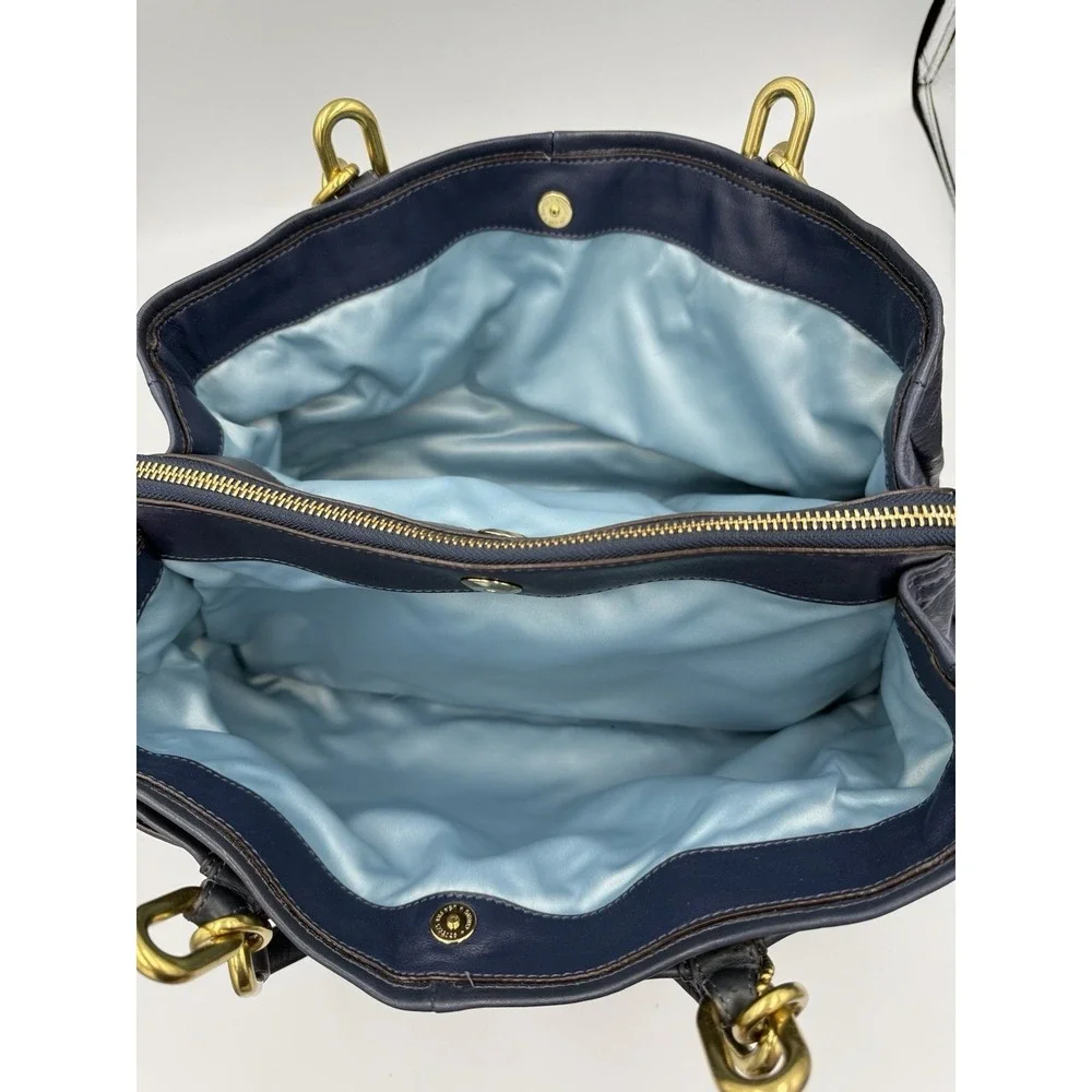 Coach Chelsea Jayden Blue Leather Carryall Handbag Gold Hardware #17811 - Picture 6 of 14